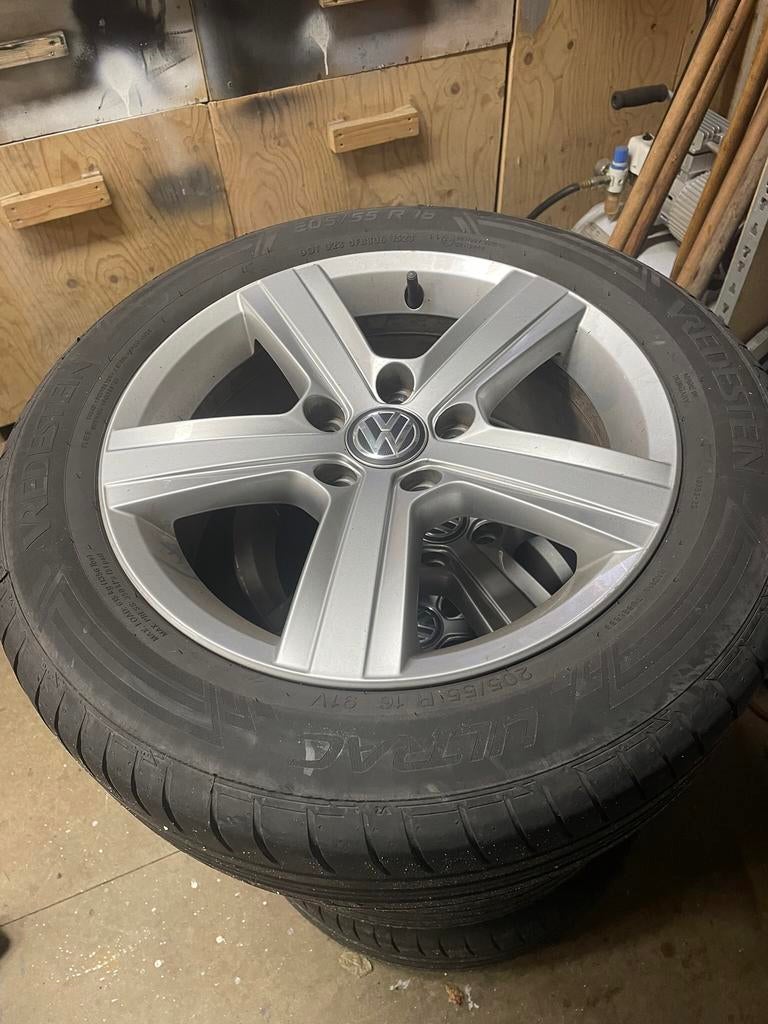 Set Velgen golf 7 met zomerbanden, Auto-onderdelen, Banden en Velgen, Ophalen, Velg(en), 16 inch, 205 mm