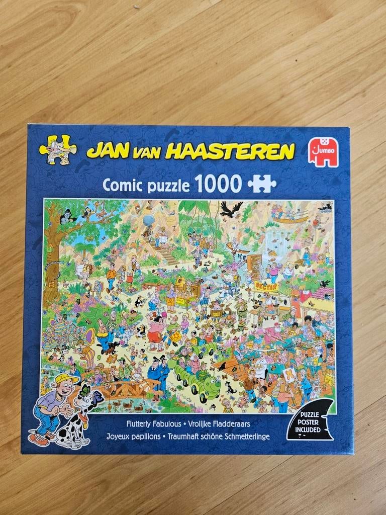 Slechts 1x gelegd v Haasteren 1000st Vrolijke fladderaars, Ophalen of Verzenden, 500 t/m 1500 stukjes, Zo goed als nieuw