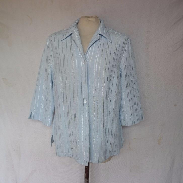 Mooie blauwe blouse.Korte mouw.Mt L.Merk Atelier Creation, Kleding | Dames, Blauw, ., Maat 42/44 (L), Ophalen of Verzenden