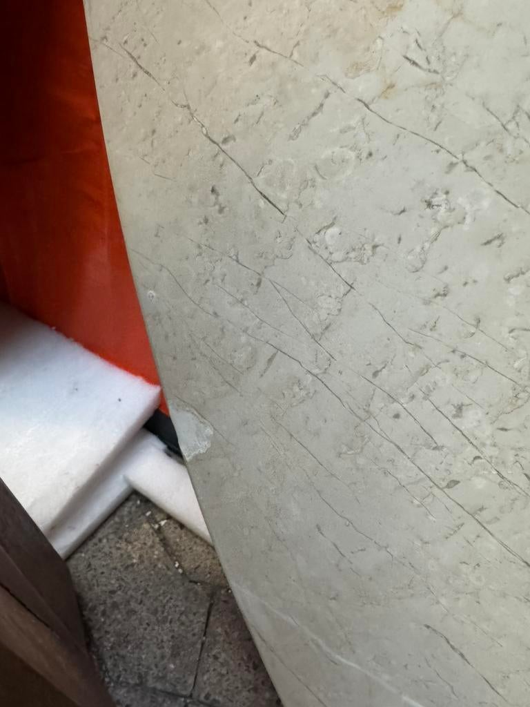 Eettafel rond hoogwaardig marmer met mangohouten poot B keus, Ophalen, Japandi, Overige materialen, 100 tot 150 cm