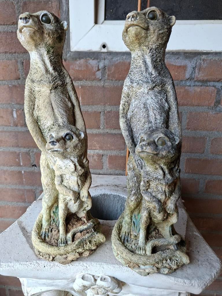 Twee Stokstaartjes Beelden - 35 cm hoog, Ophalen