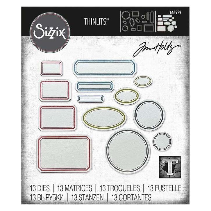 Sizzix Tim Holtz Thinlits Vintage Labels #665929, Hobby en Vrije tijd, Scrapbooking, Nieuw, Frame of Mal, Sizzix, Verzenden
