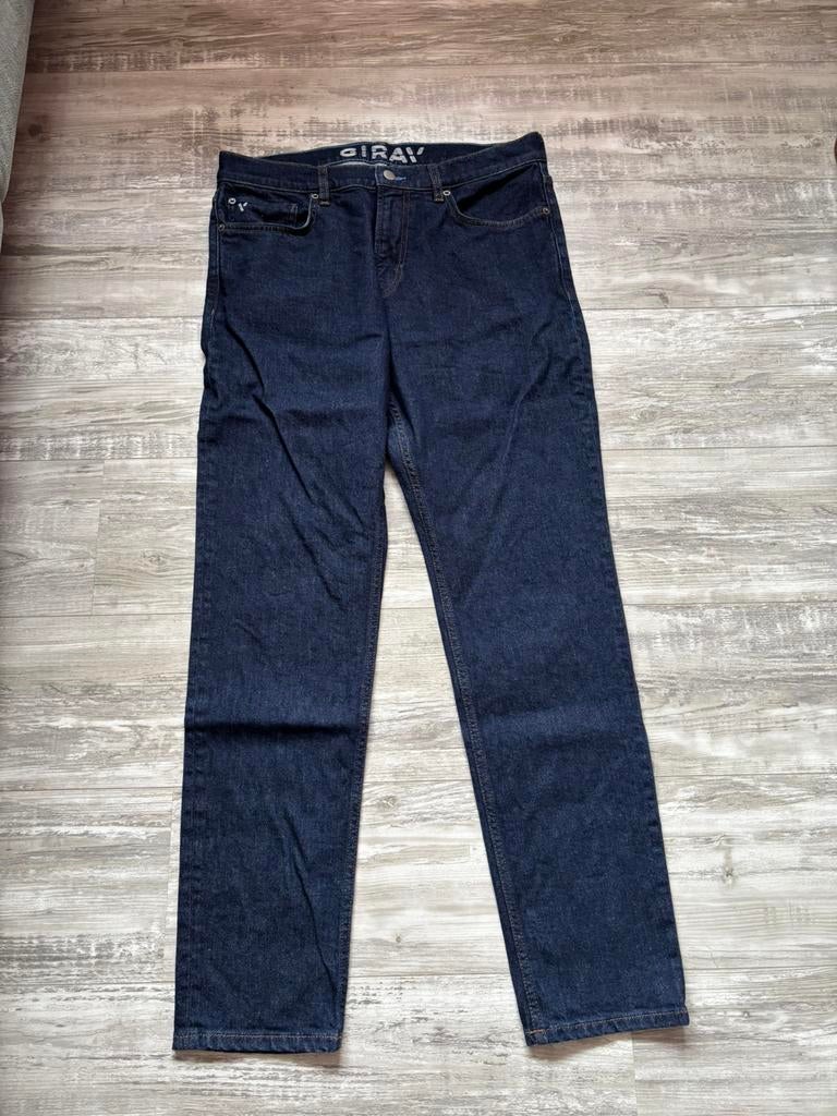 Donkerblauwe spijkerbroek van Girav maat L, Ophalen of Verzenden, Zo goed als nieuw, Blauw