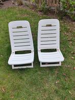 2x Witte Kunststof strandstoelen, Ophalen, Gebruikt, Kunststof, Inklapbaar