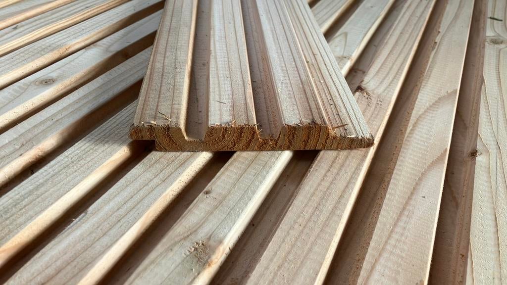 Douglas deens rabat 18x140mm 245cm lang, Ophalen, Zo goed als nieuw, 250 cm of meer, Planken