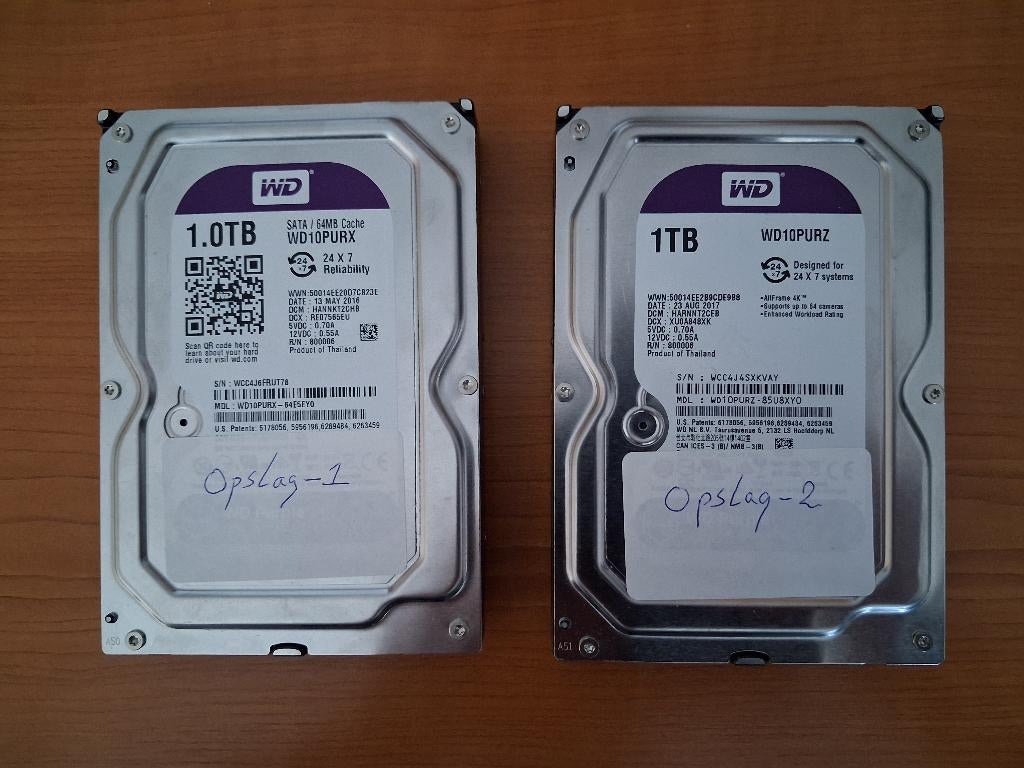 D-15 Interne Harde schijven,WD, 1TB, 3,5inch (2x), Computers en Software, Harde schijven, Zo goed als nieuw, Desktop, Intern, HDD