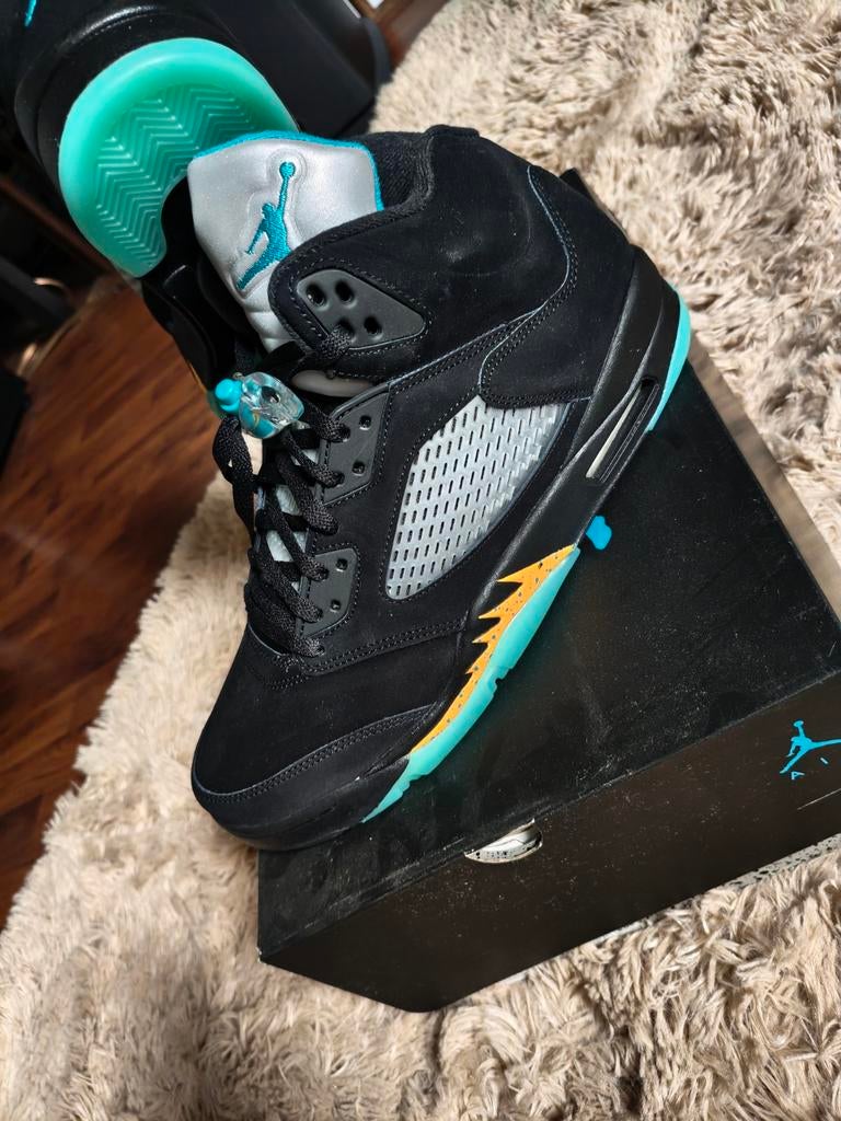 Jordan 5 Retro Aqua - Maat 46 - Origineel & Nieuw, Zwart, Nieuw, Ophalen of Verzenden, Sneakers of Gympen