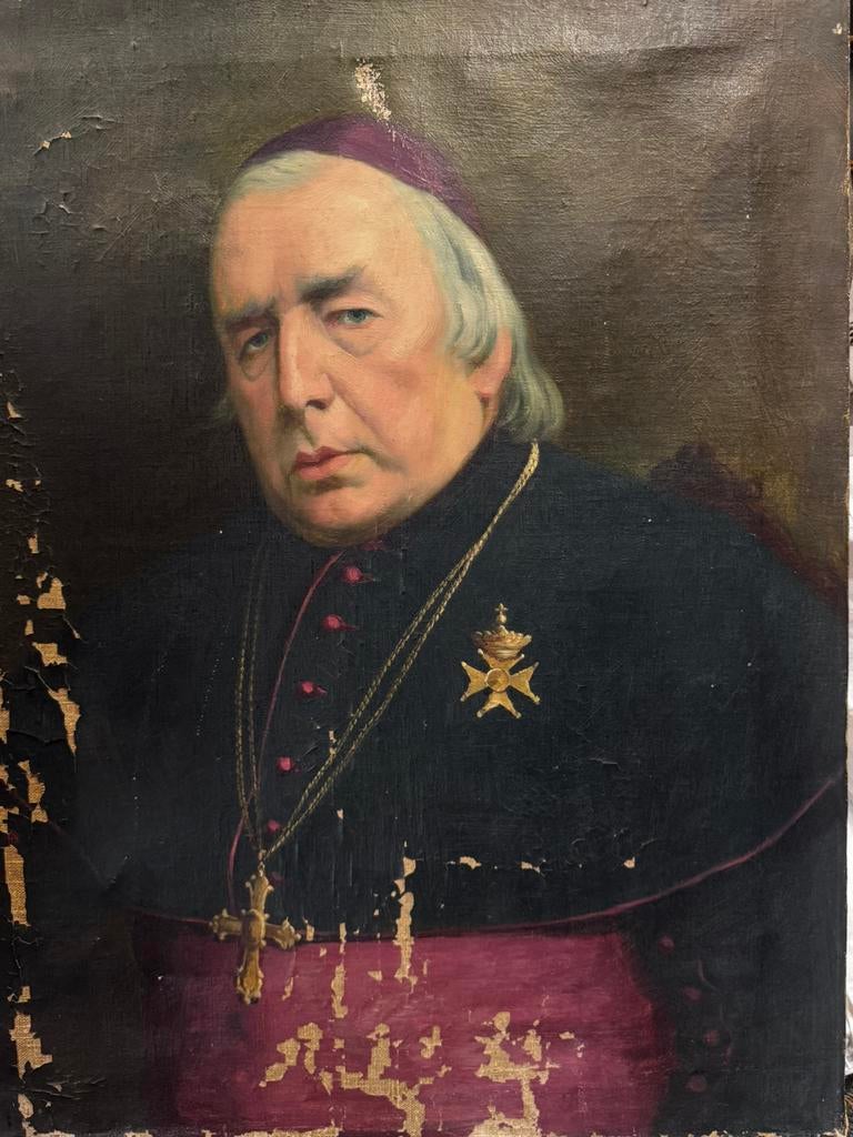 Antieke schilderij bisschop Joannes Zwijsen (1817-1877), Antiek en Kunst, Ophalen of Verzenden