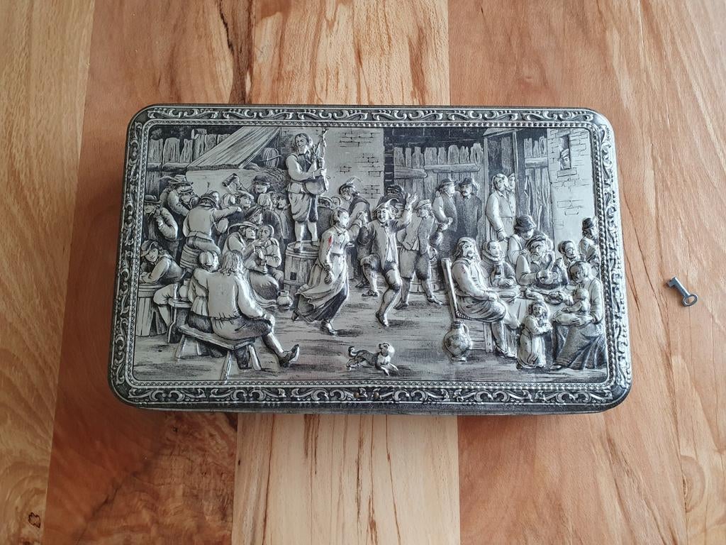 Vintage blikken trommel Teniers, Antiek en Kunst, Ophalen of Verzenden