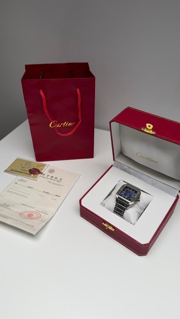 Cartier Santos de Cartier Blue 40MM, Ophalen of Verzenden, Zo goed als nieuw
