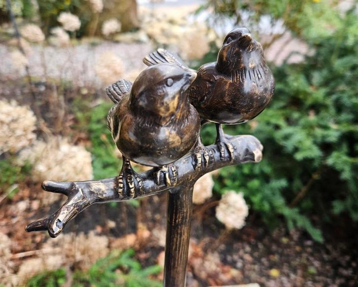 2 VOGELS OP TAK / mussen/ TUINSTEKER / BRONS, Tuin en Terras, Tuinstekers, Nieuw, Ophalen of Verzenden