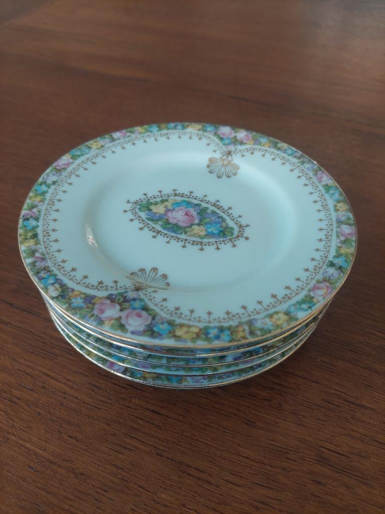 5 gebakbordjes A. Jungerhans Rotterdam, bloemendecor, Ophalen