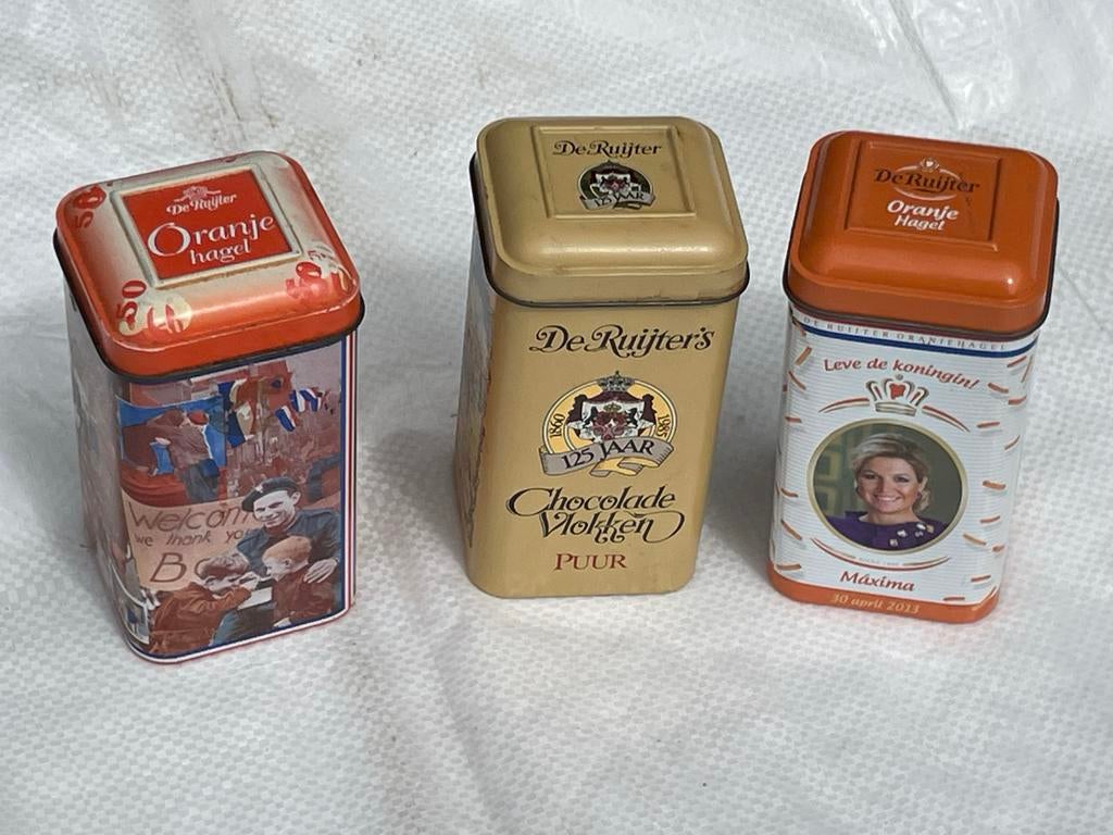 Vintage De Ruijter Blikken - Oranje Hagel&Chocolade Vlokke, Verzamelen, Blikken, Ophalen of Verzenden, Gebruikt, Overige, Overige merken