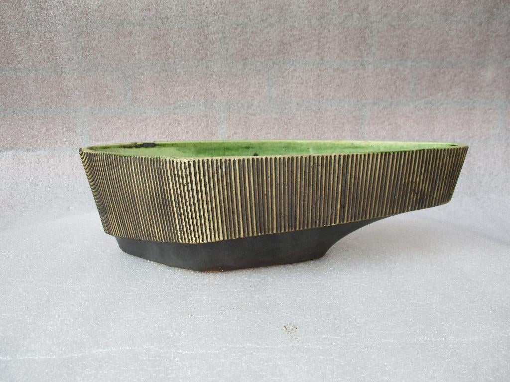 Bloembak, Adli Reuver nr 703, berkenbast, Holland, 38 cm., Steen, Gebruikt, Minder dan 30 cm, Ophalen of Verzenden