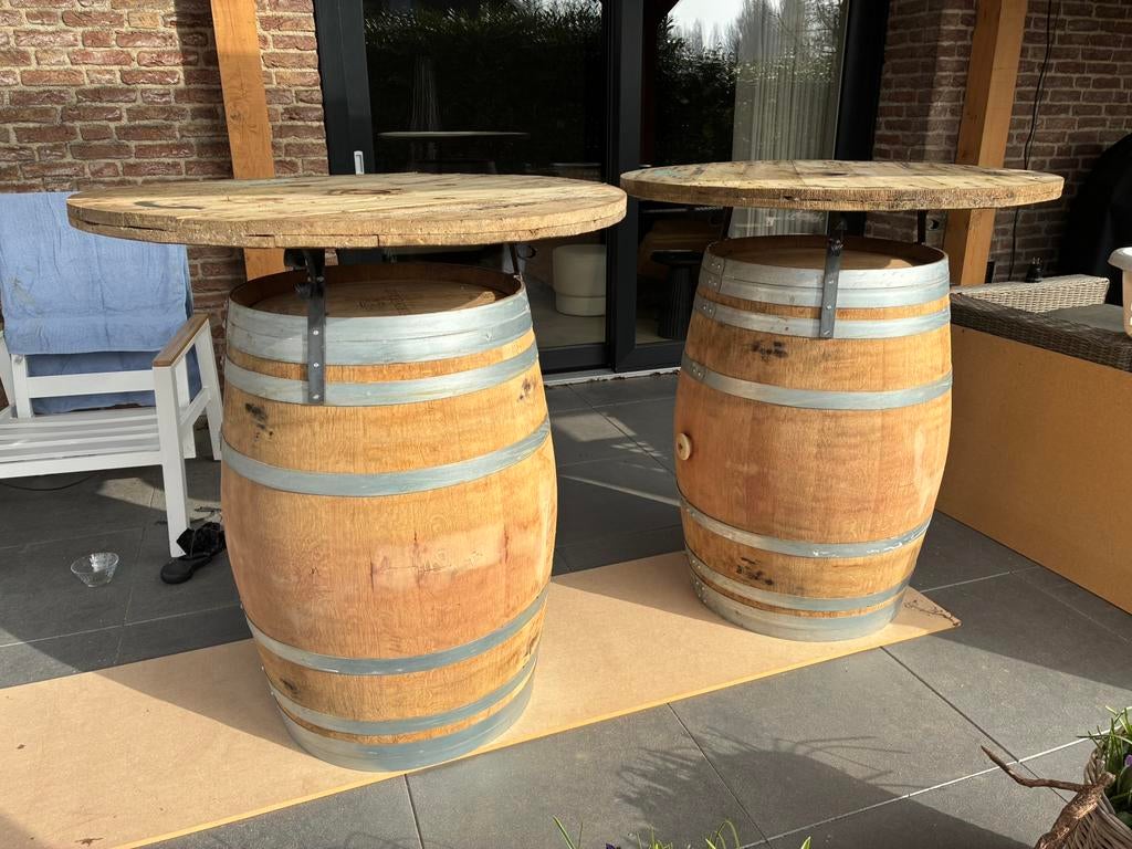 Houten wijnvaten Tafel / statafel, Huis en Inrichting, Tafels | Statafels, Ophalen of Verzenden, Gebruikt