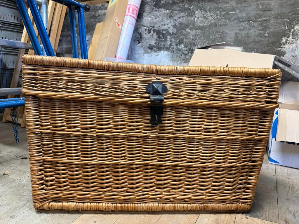 Rieten opbergkist/mand, Huis en Inrichting, Woonaccessoires | Kisten, Ophalen, 50 tot 100 cm, Zo goed als nieuw, Minder dan 50 cm