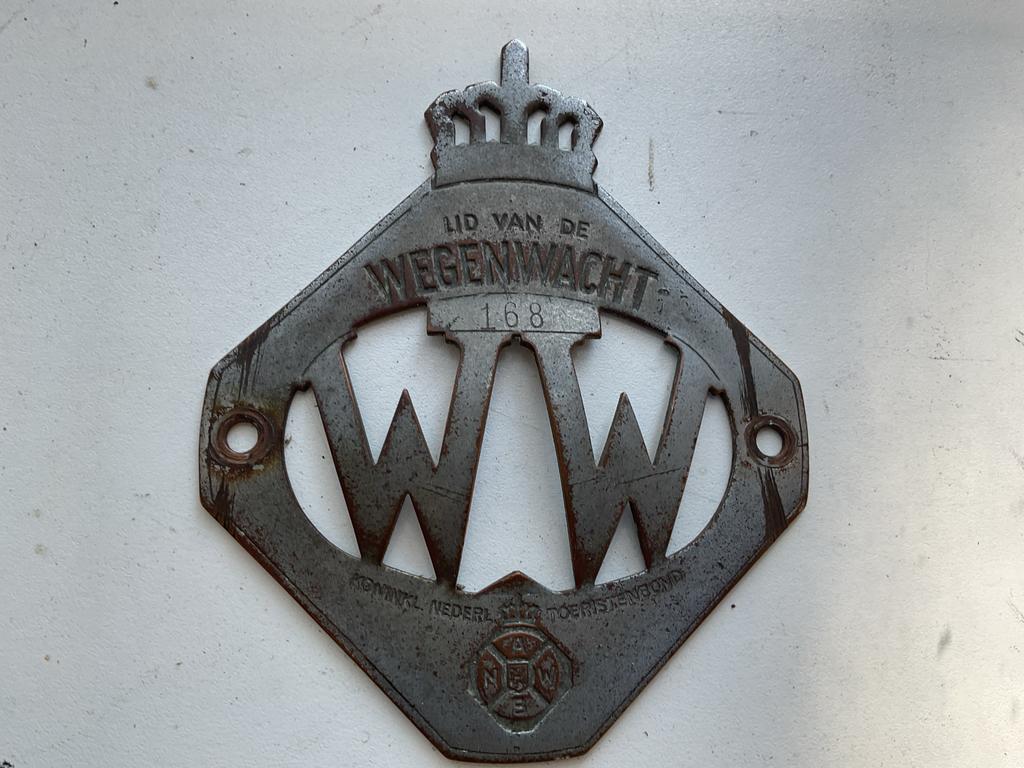 Vintage ANWB Wegenwacht embleem - Lid 168, Antiek en Kunst, Ophalen of Verzenden