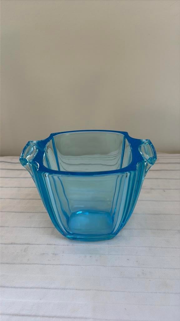 Walther kristallen vaas turquoise art deco, Antiek en Kunst, Ophalen of Verzenden