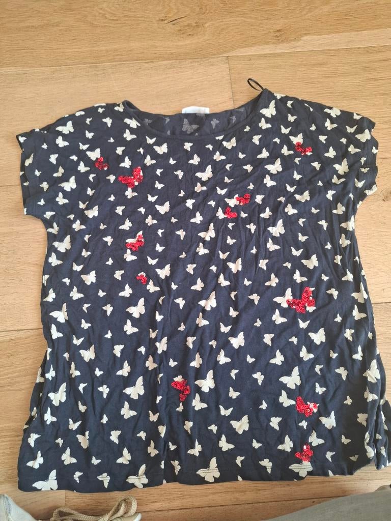 Paprika T-shirt met vlinderprint en pailletten, Maat 38/40 (M), Blauw, Ophalen of Verzenden, Korte mouw