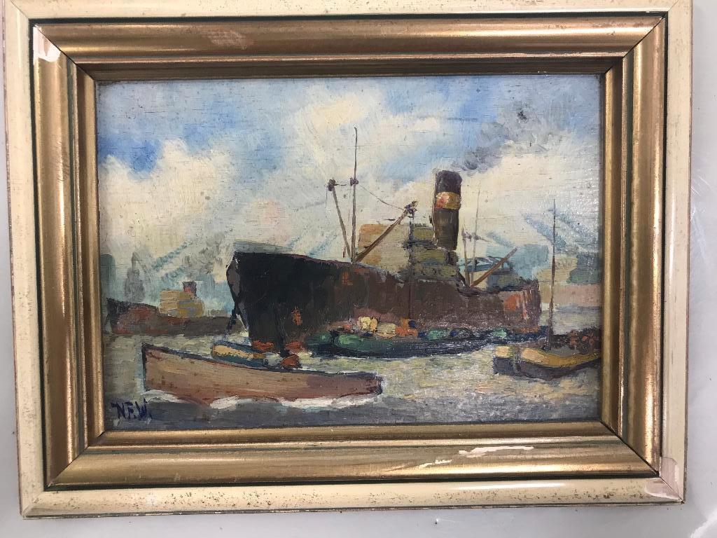 olieverf paneel haven gezicht nicolaas frederik wierink, Ophalen of Verzenden