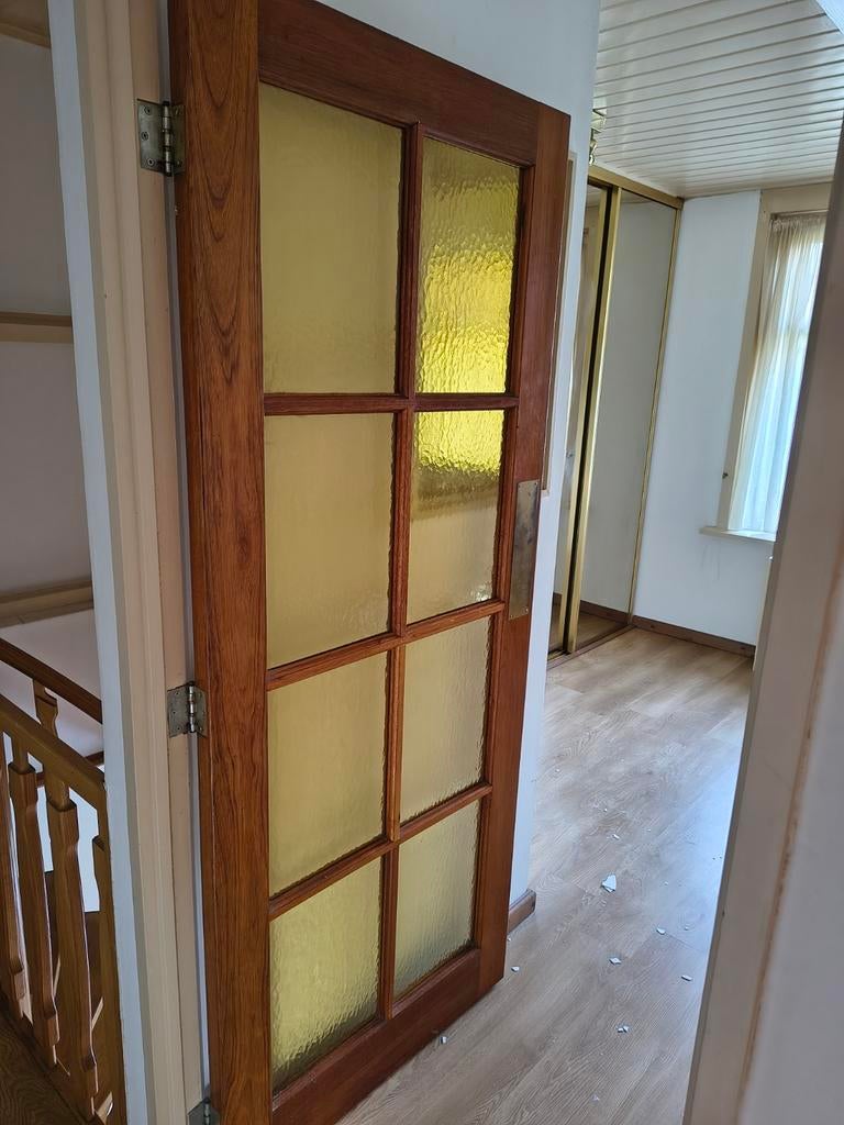 Eiken deuren met glas, Doe-het-zelf en Verbouw, Ophalen, Glas, Binnendeur, 200 tot 215 cm