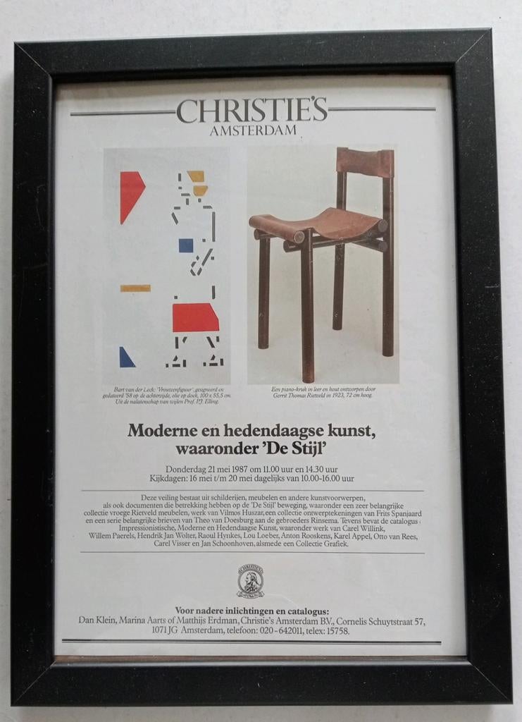 Bart van der Leck Gerrit Rietveld Christie's affiche 1987, Ophalen of Verzenden, 1980 tot heden, Tijdschrift