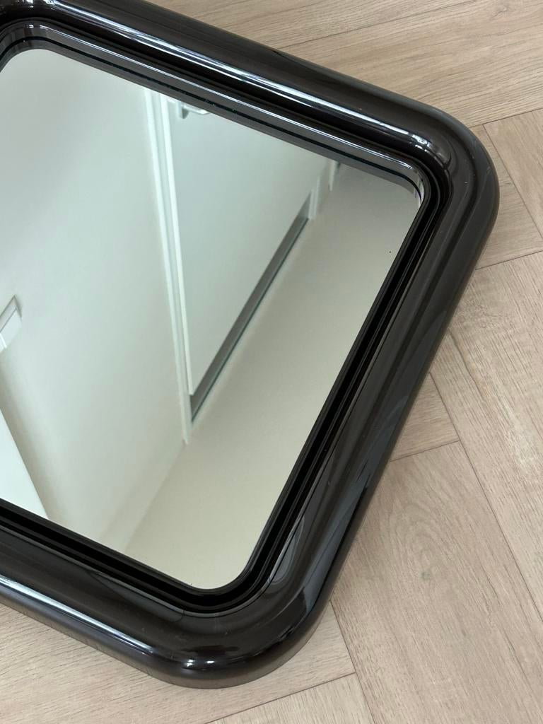 Vintage Space Age spiegel donkerbruin jaren 70, Huis en Inrichting, Woonaccessoires | Spiegels, Ophalen, Gebruikt, Vierkant