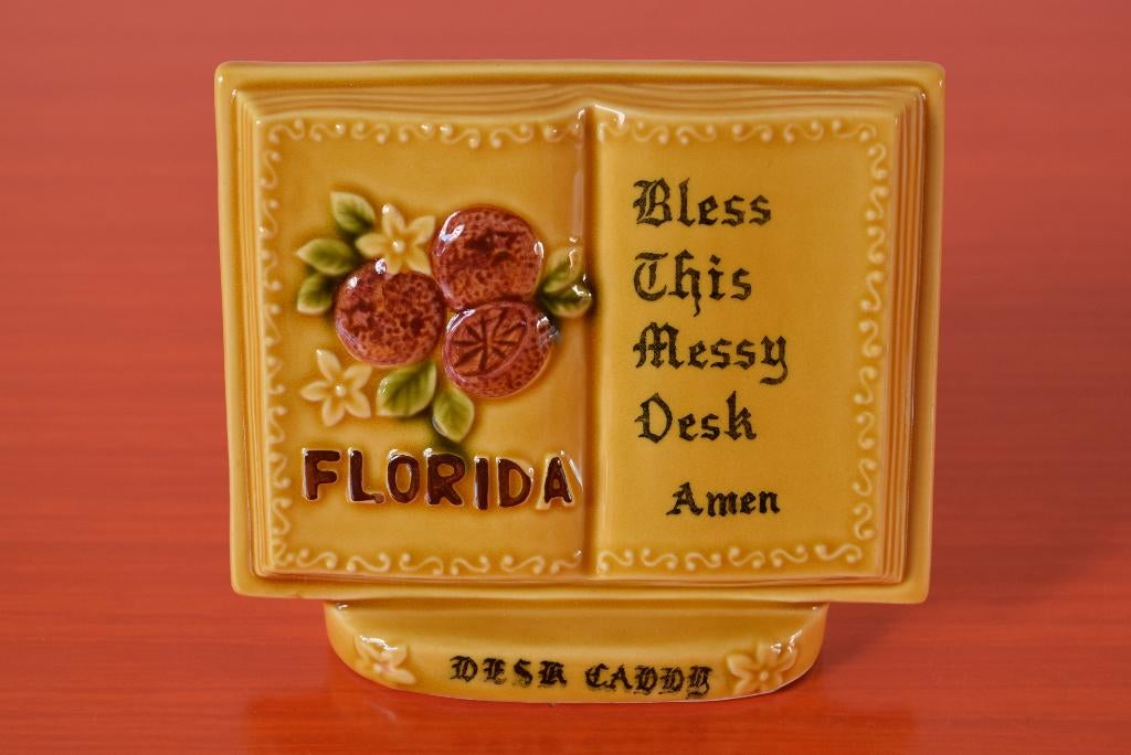 Retro vintage pennenbakje / desk caddy van aardewerk, Ophalen of Verzenden