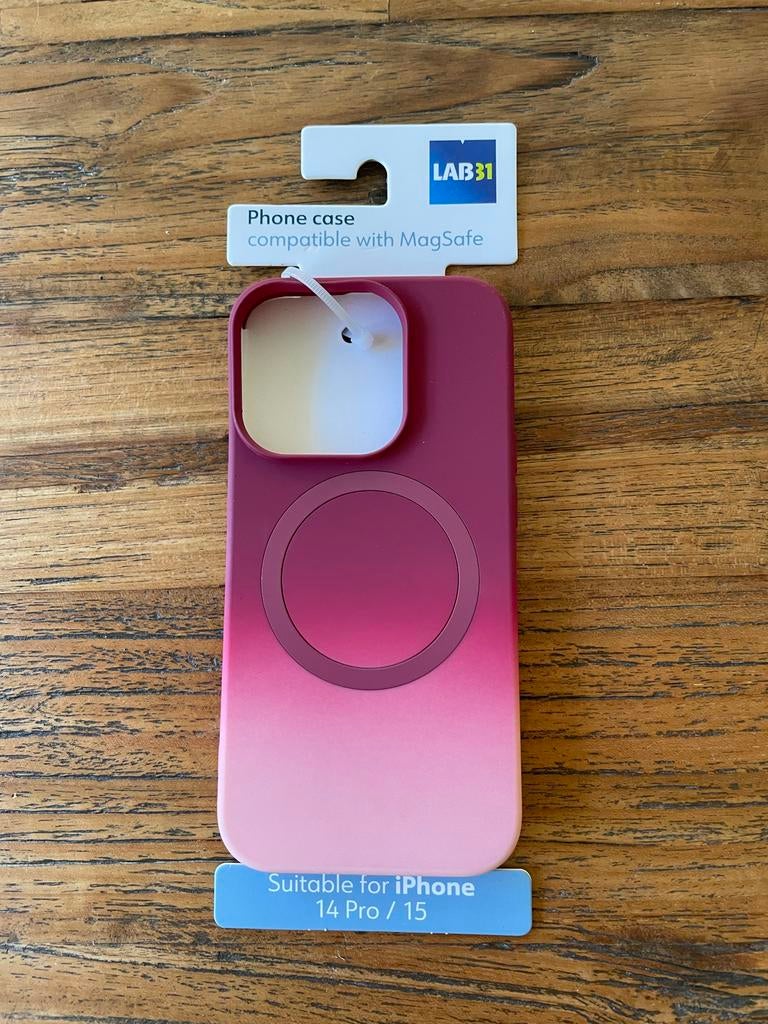 LAB31 iPhone 14 Pro / 15 Hoesje met MagSafe - Roze/Paars, Telecommunicatie, MagSafe, Nieuw, Hoesje of Tasje, Ophalen of Verzenden