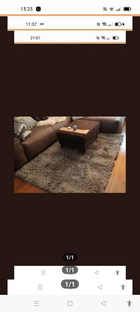 Zacht vloerkleed Taupe/ bruin, 133 x 195 cm, Ophalen, Hoogpolig, 100 tot 150 cm, Bruin