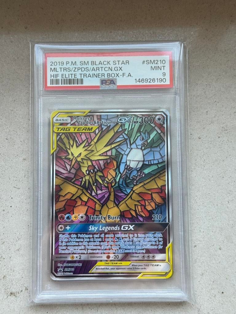 2019 black star promo articuno moltres zapdos psa 9, Ophalen of Verzenden, Zo goed als nieuw, Losse kaart, Foil