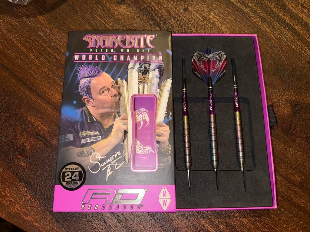 Peter Wright Snakebite World Champion 24g Steeltip Darts, Sport en Fitness, Darts, Ophalen of Verzenden, Gebruikt, Pijlen, Soft tip