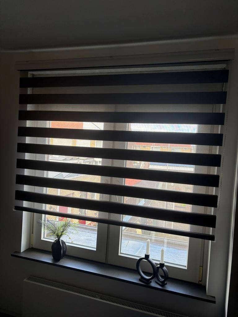 Duo rolgordijn grijs - 150 breed (twee), 100 tot 150 cm, Ophalen of Verzenden, Zo goed als nieuw, Grijs