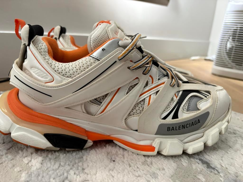 Balenciaga Track Sneakers Oranje/Wit - Zo goed als nieuw, Ophalen, Zo goed als nieuw, Wit, Sneakers of Gympen