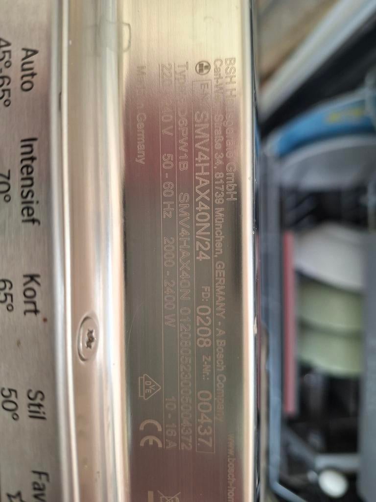 Bosch SMV4HAX40N Inbouw Vaatwasser, Witgoed en Apparatuur, Vaatwasmachines, Ophalen, Gebruikt, 60 cm of meer, Minder dan 10 liter