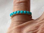 Gouden ring met Turkoois, 14 CT (585), Maat 17, Sieraden, Tassen en Uiterlijk, Verzenden, Zo goed als nieuw, 17 tot 18, Met edelsteen