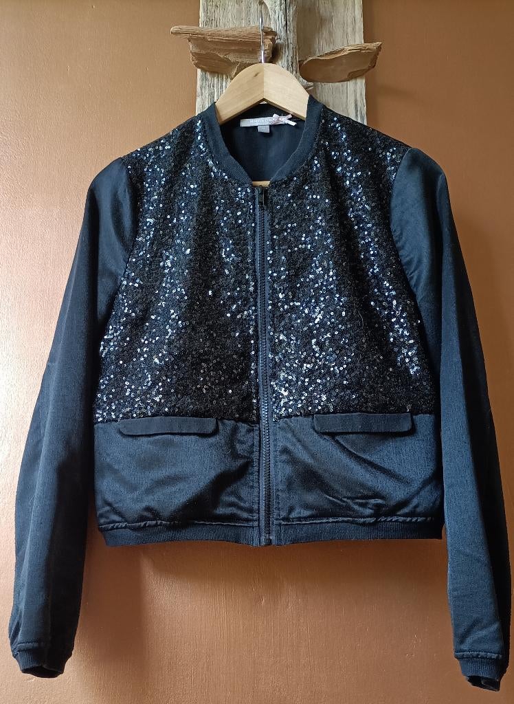 Glitter bomberjack, Maat 38/40 (M), Verzenden, Zwart, Onbekend