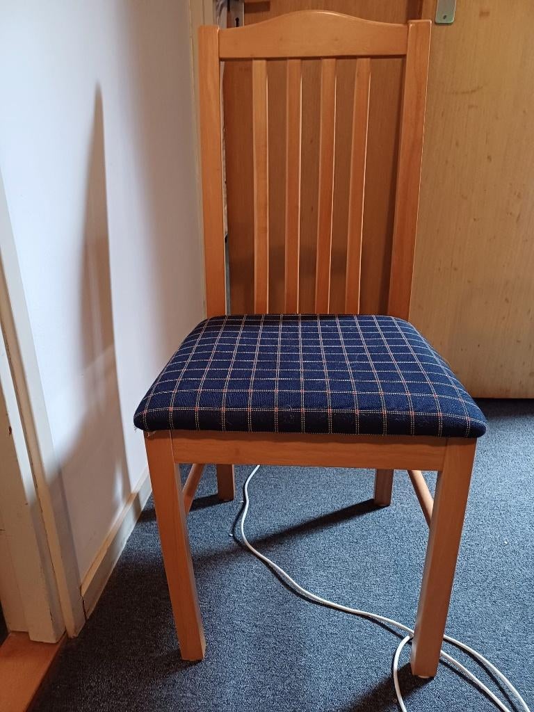 Eetkamer stoel, Huis en Inrichting, Stoelen, Ophalen, Gebruikt, Blauw, Vier