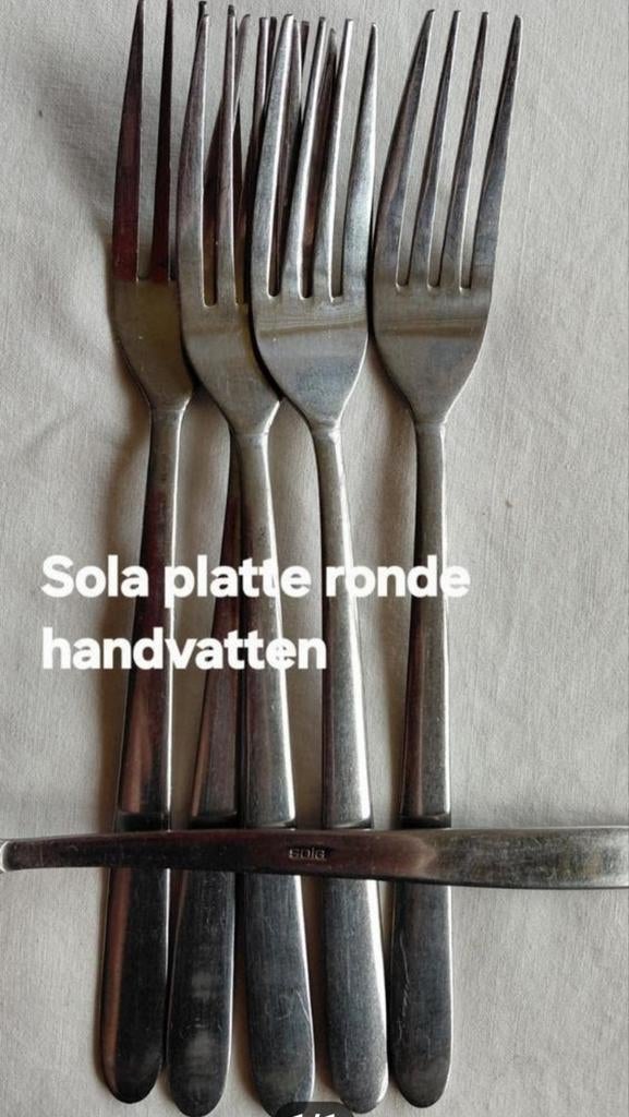 Bestek Sola diner vorken platte ronde handvatten, Ophalen of Verzenden, Rvs of Chroom