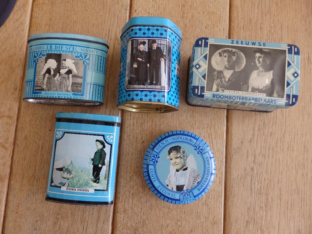 5 nog mooie blikjes van Zeeuwse Room Boterbabbelaars, Verzenden, Gebruikt, Overige