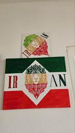 Acrylverfschilderij van de Iraanse vlag (Perzisch), Ophalen of Verzenden