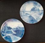 Delfts Blauw Wandbordjes 2 stuks doorsnede 18cm, Antiek en Kunst, Verzenden