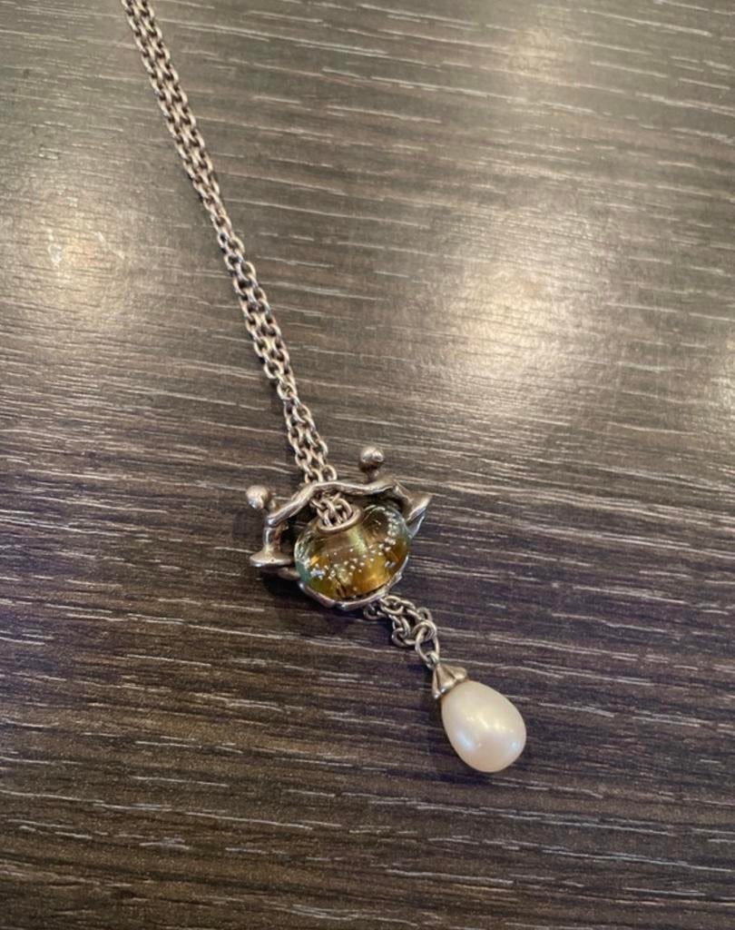 Trollbeads ketting 80 cm met elfjes retired gouden kraal, Ophalen of Verzenden, Zo goed als nieuw, Zilver