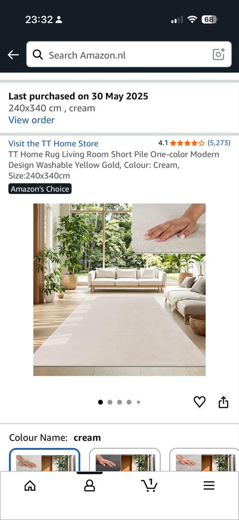 Tapijt 240x340, crème kleur, Gebruikt, Ophalen of Verzenden, 200 cm of meer, Crème