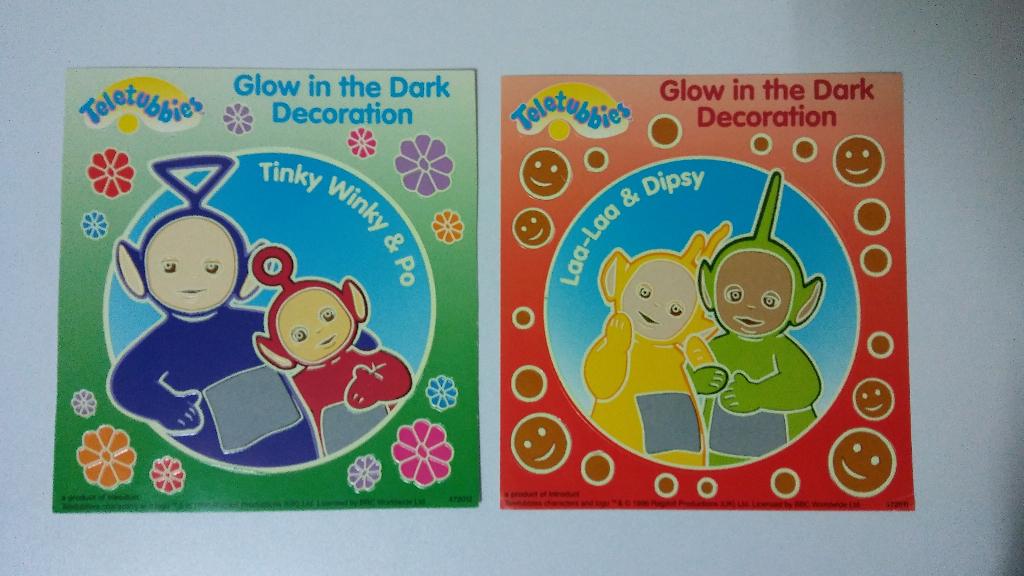 Teletubbies BBC 1996 Ragdoll glow in the dark stickers set, Verzamelen, Stickers, Ophalen of Verzenden, Zo goed als nieuw, Overige typen