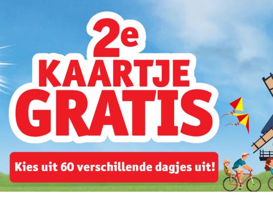 2de kaartje gratis, kies uit 60 verschillende dagjes, Tickets en Kaartjes, Drie personen of meer, Kortingsbon, Overige typen