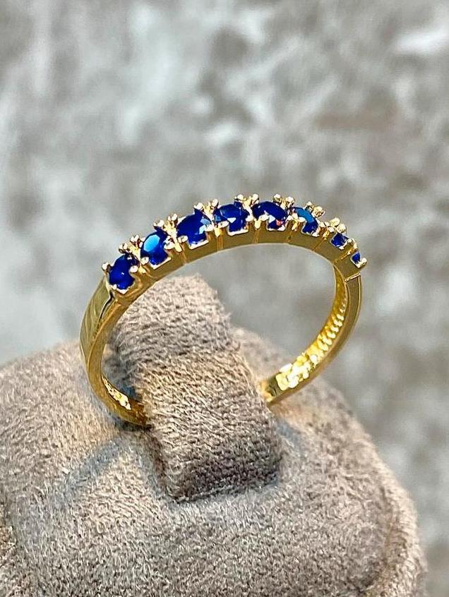 14k Gouden Saffier Ring, Nieuw, Ophalen of Verzenden, 17 tot 18, Met edelsteen