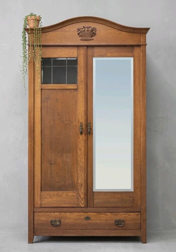 Antieke brocante Art Deco meidenkast vintage linnenkast kast, Antiek en Kunst, Ophalen of Verzenden