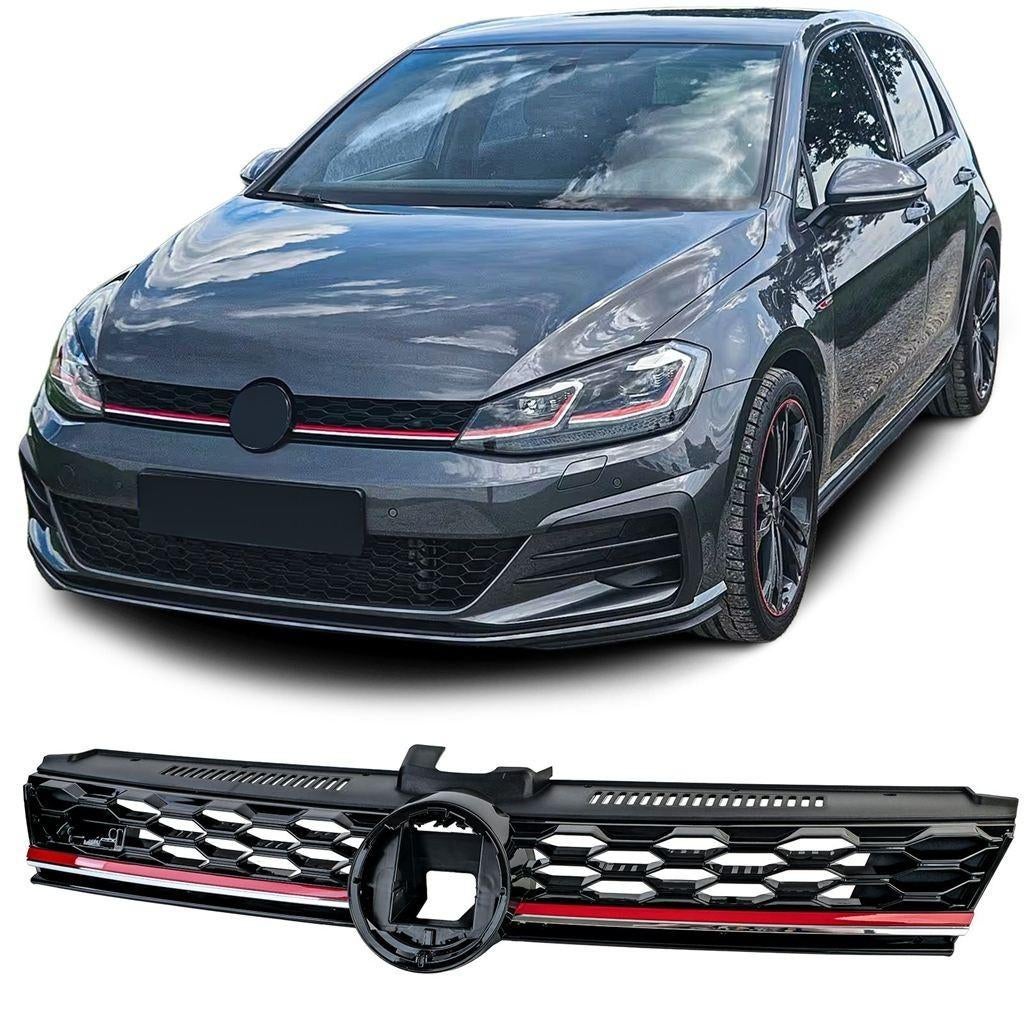 Grill Voor VW Golf 7 Facelift GTI Look Glans Zwart Rode Bies, Verzenden, Automotive Parts, A.parts@hotmail.nl, Trasmolenlaan 12 3447 GZ Woerden