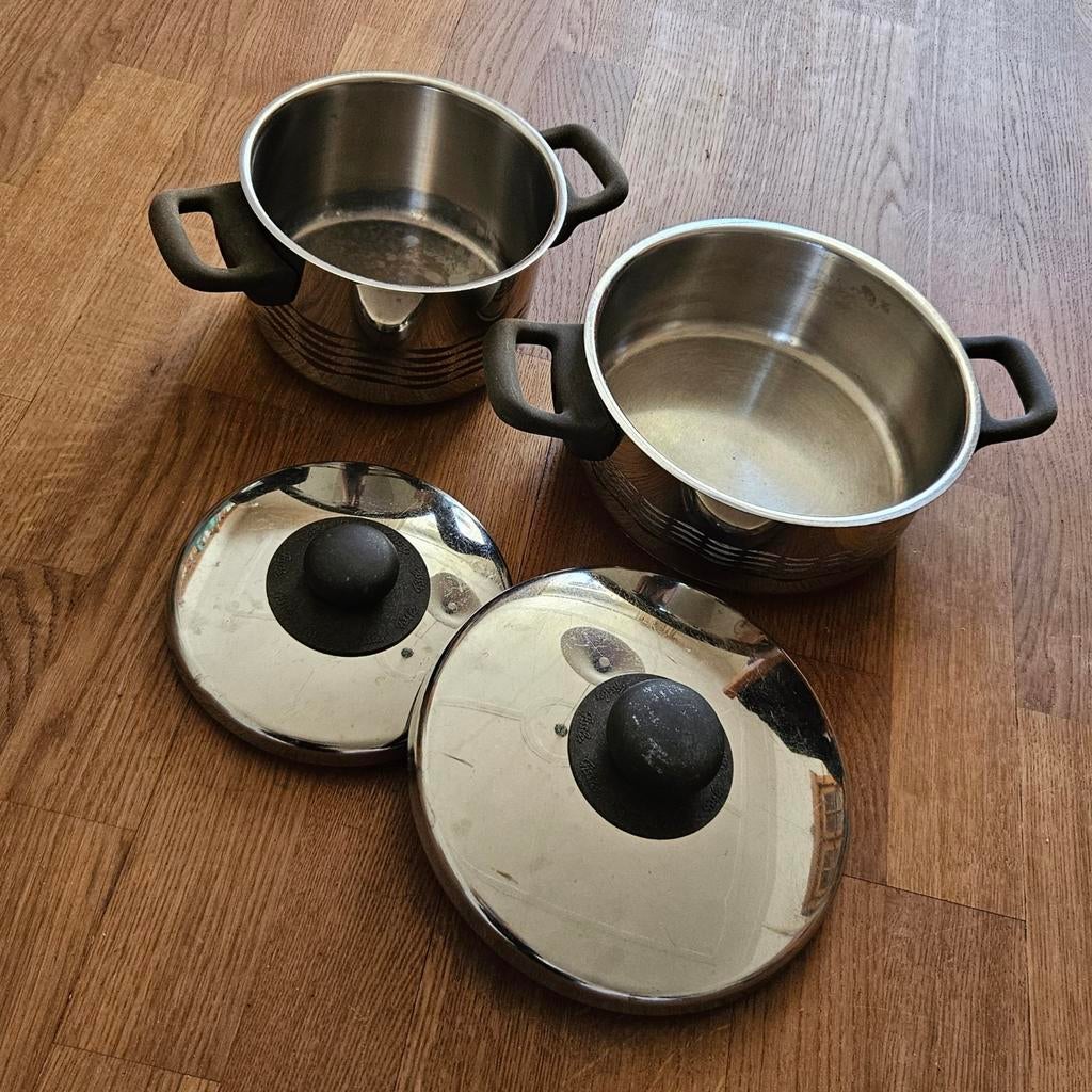 Set Fissler roestvrijstaalen kookpannen met deksels, Ophalen, Gebruikt, Rvs, Pannenset